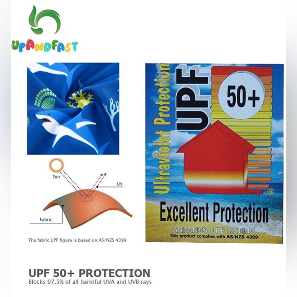 NWT upandfast Baby one piece Swimsuit UPF 50+ Sun Protection with Sun Hat 9-12 m - Picture 7 of 11